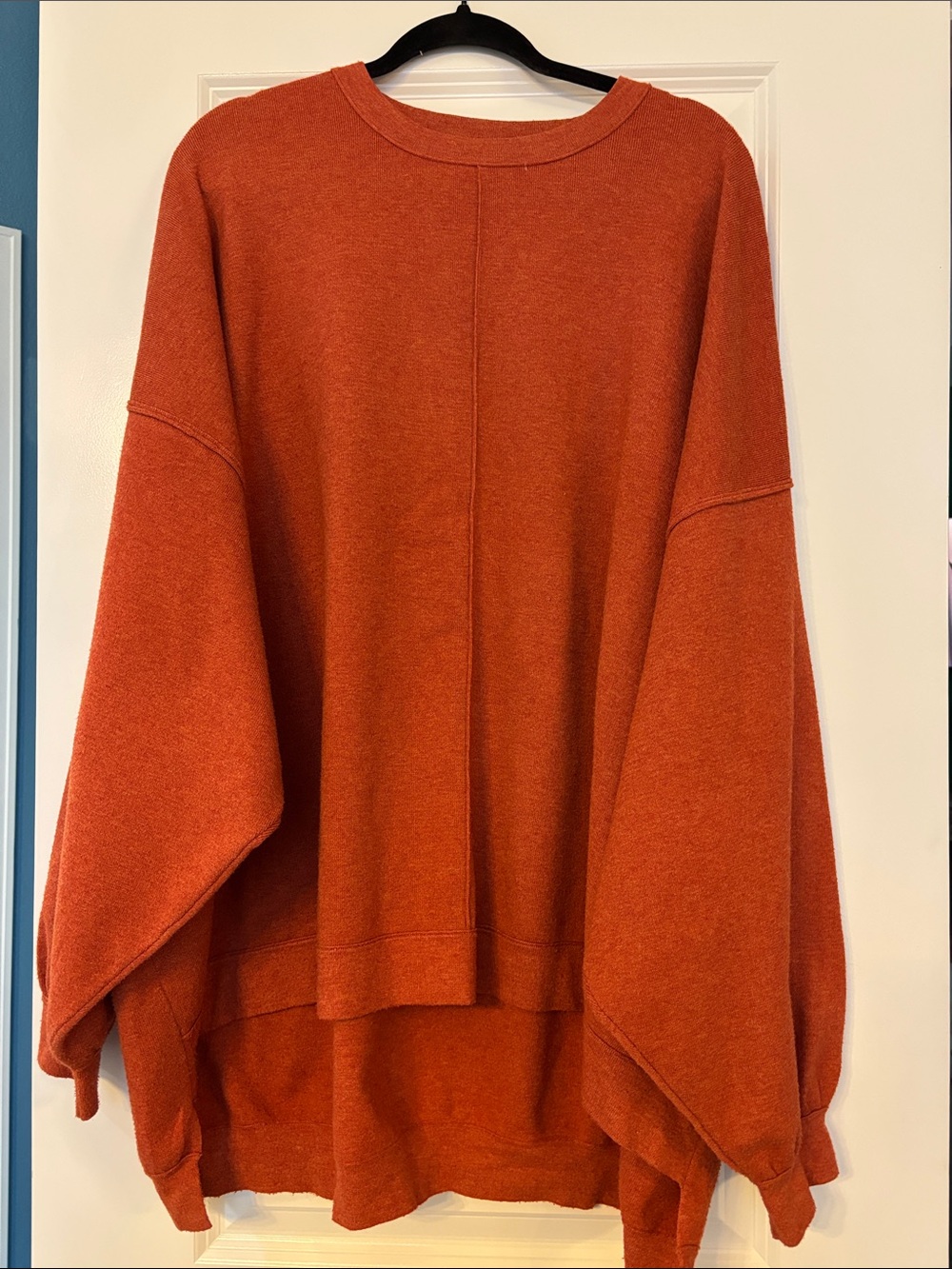 Free People Oversized Crew Sweater in Rust